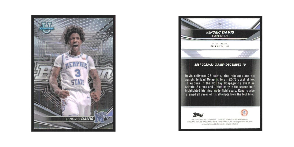 2023 Bowman University Best Kendric Davis Memphis Tigers #90