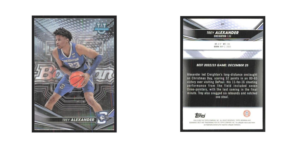 2023 Bowman University Best Trey Alexander Creighton Bluejays #42
