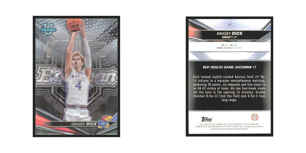 2023 Bowman University Best Gradey Dick Kansas City Kings #72