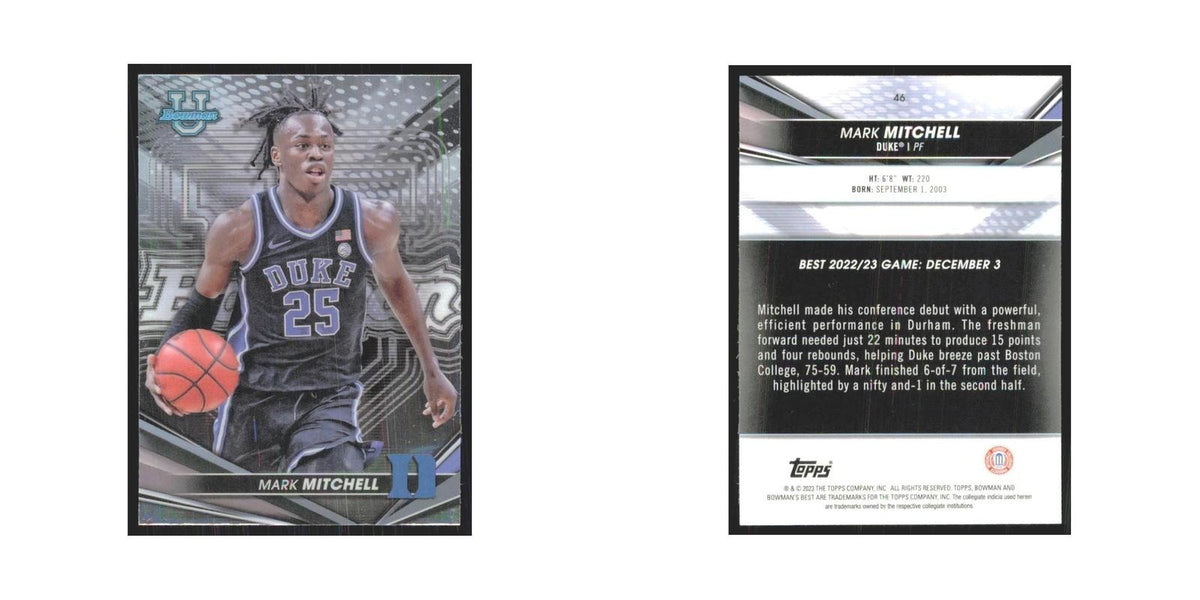 2023 Bowman University Best Mark Mitchell Duke Blue Devils #46