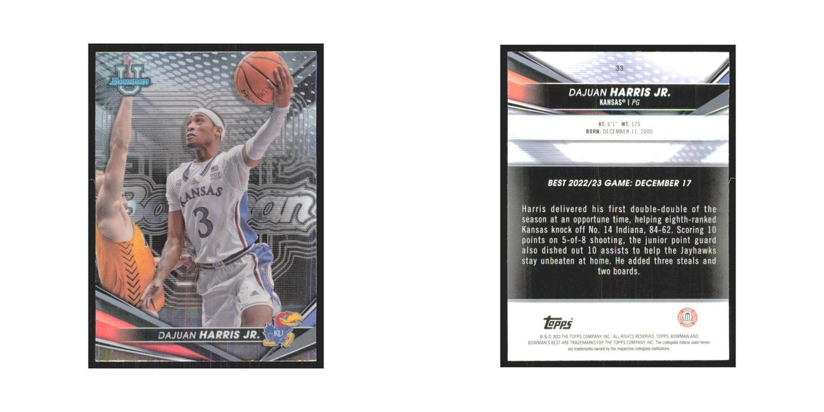 2023 Bowman University Best Dajuan Harris Kansas City Kings #33