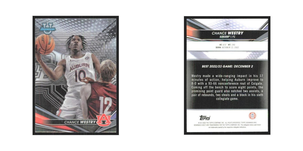 2023 Bowman University Best Chance Westry Auburn Tigers #68