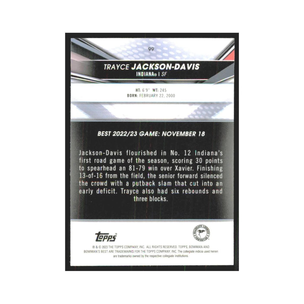 2023 Bowman University Best Trayce Jackson-Davis Indiana Hoosiers #99
