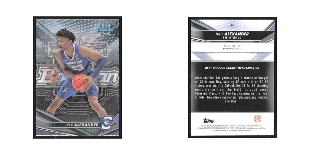 2023 Bowman University Best Trey Alexander Creighton Bluejays #42