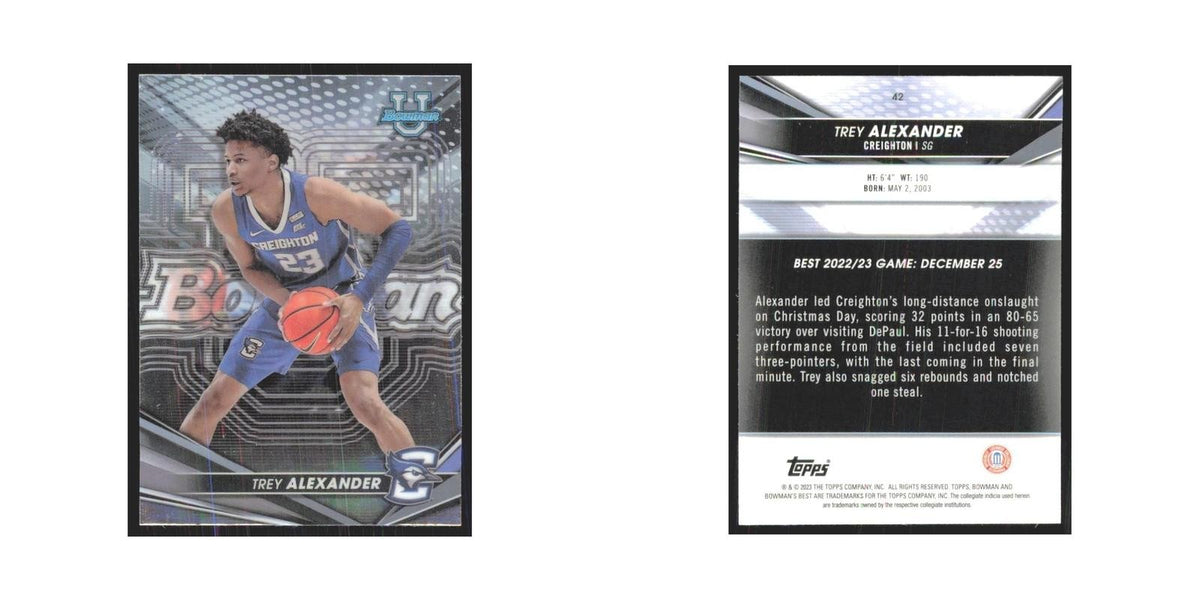 2023 Bowman University Best Trey Alexander Creighton Bluejays #42