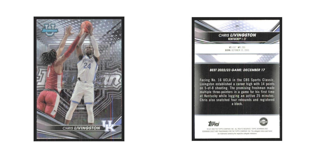 2023 Bowman University Best Chris Livingston Kentucky Wildcats #25