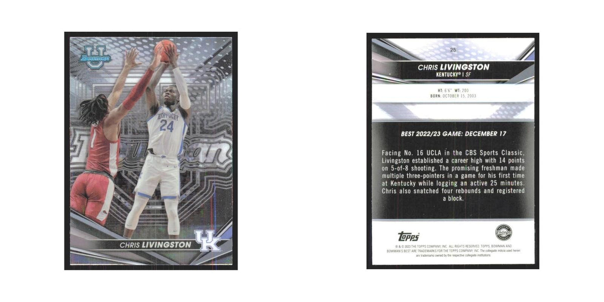 2023 Bowman University Best Chris Livingston Kentucky Wildcats #25
