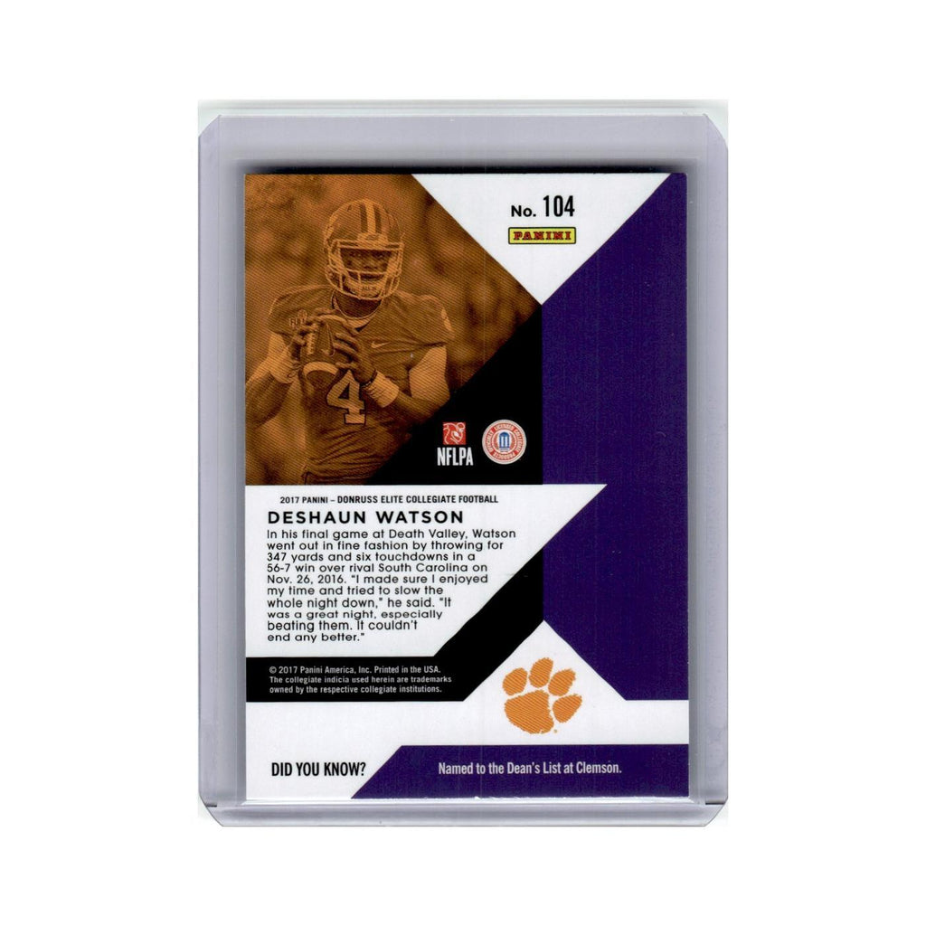 Deshaun Watson Rookie 2017 Donruss Elite Collegiate #104 Clemson Tigers NM