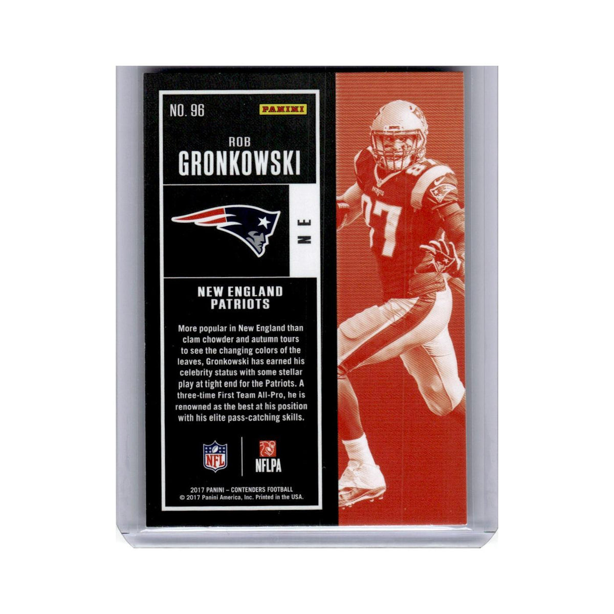 Rob Gronkowski 2017 Panini Contenders #96 New England Patriots Football Card NM
