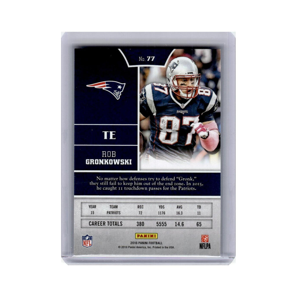 Rob Gronkowski 2016 Panini #77 New England Patriots Football Card NM