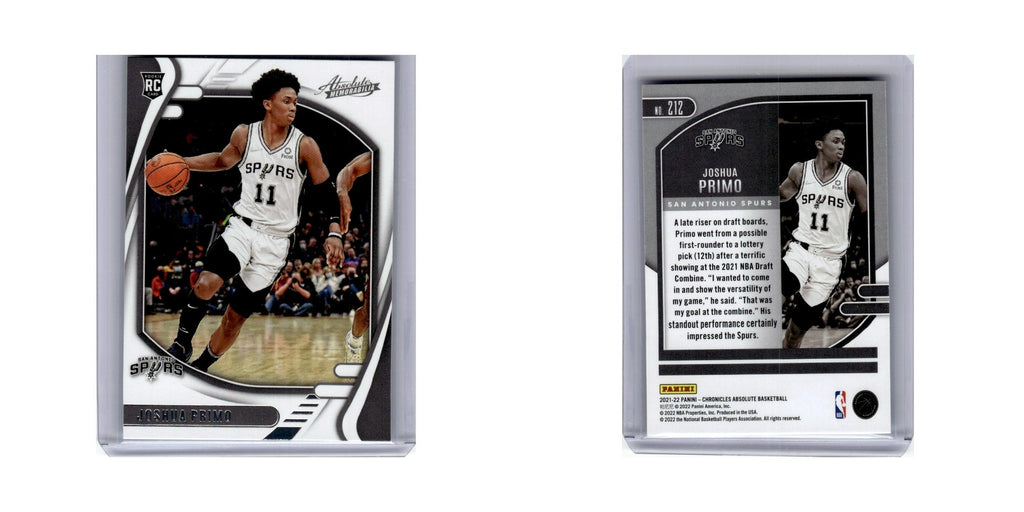 Joshua Primo Rookie 2021 Panini Chronicles Absolute #212 San Antonio Spurs NM