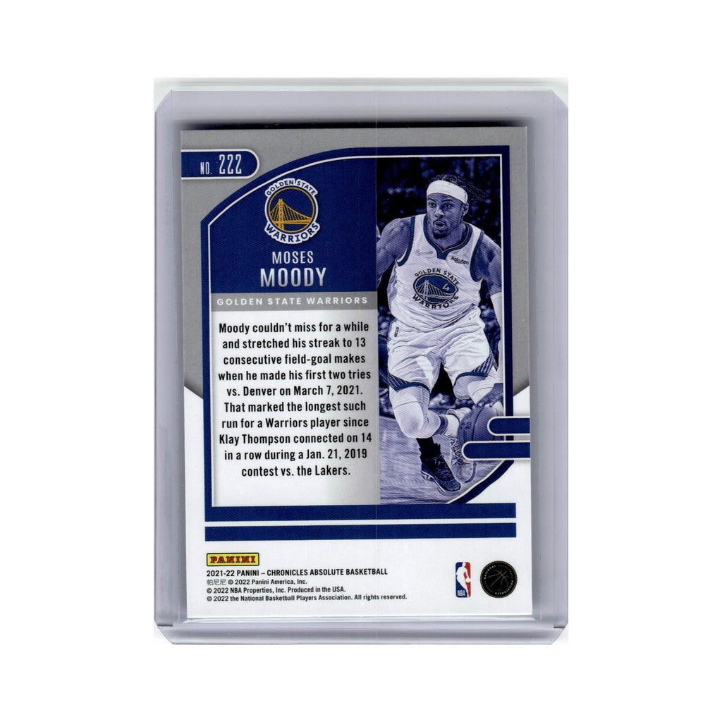 Moses Moody Rookie 2021 Panini Chronicles Absolute #222 Golden State Warriors NM