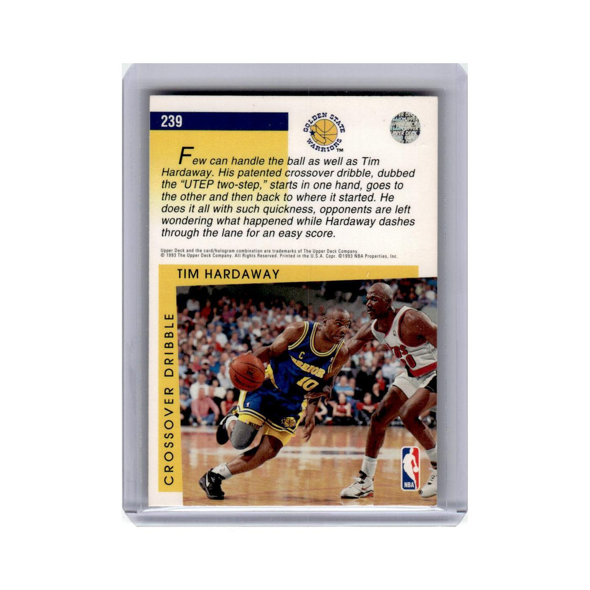 Tim Hardaway 1993 Upper Deck #239 Golden State Warriors Basketball Card NM