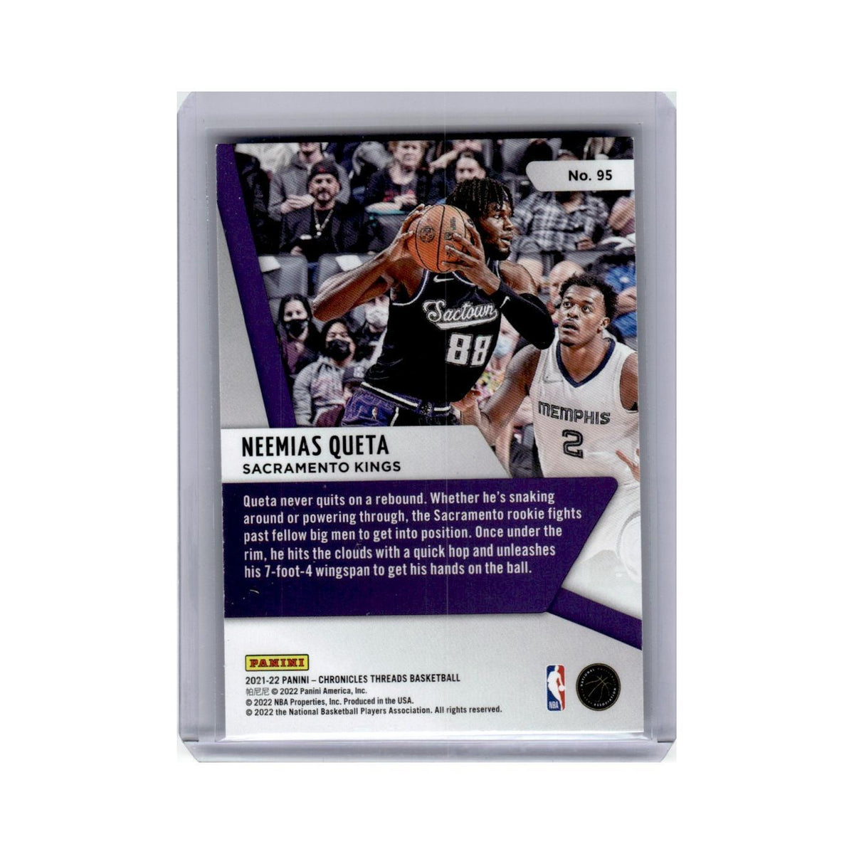 Neemias Queta Rookie 2021 Panini Chronicles Threads #95 Sacramento Kings NM