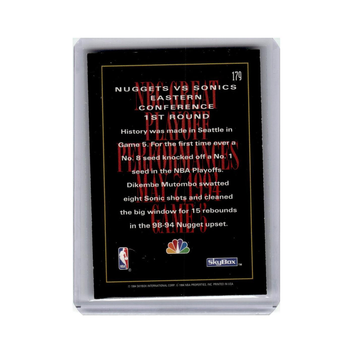 Dikembe Mutombo 1994 SkyBox #179 Denver Nuggets Basketball Card NM