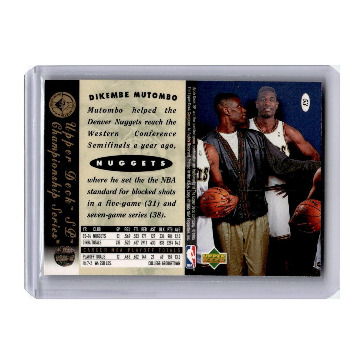 Dikembe Mutombo 1994 SP Championship #53 Denver Nuggets Basketball Card NM