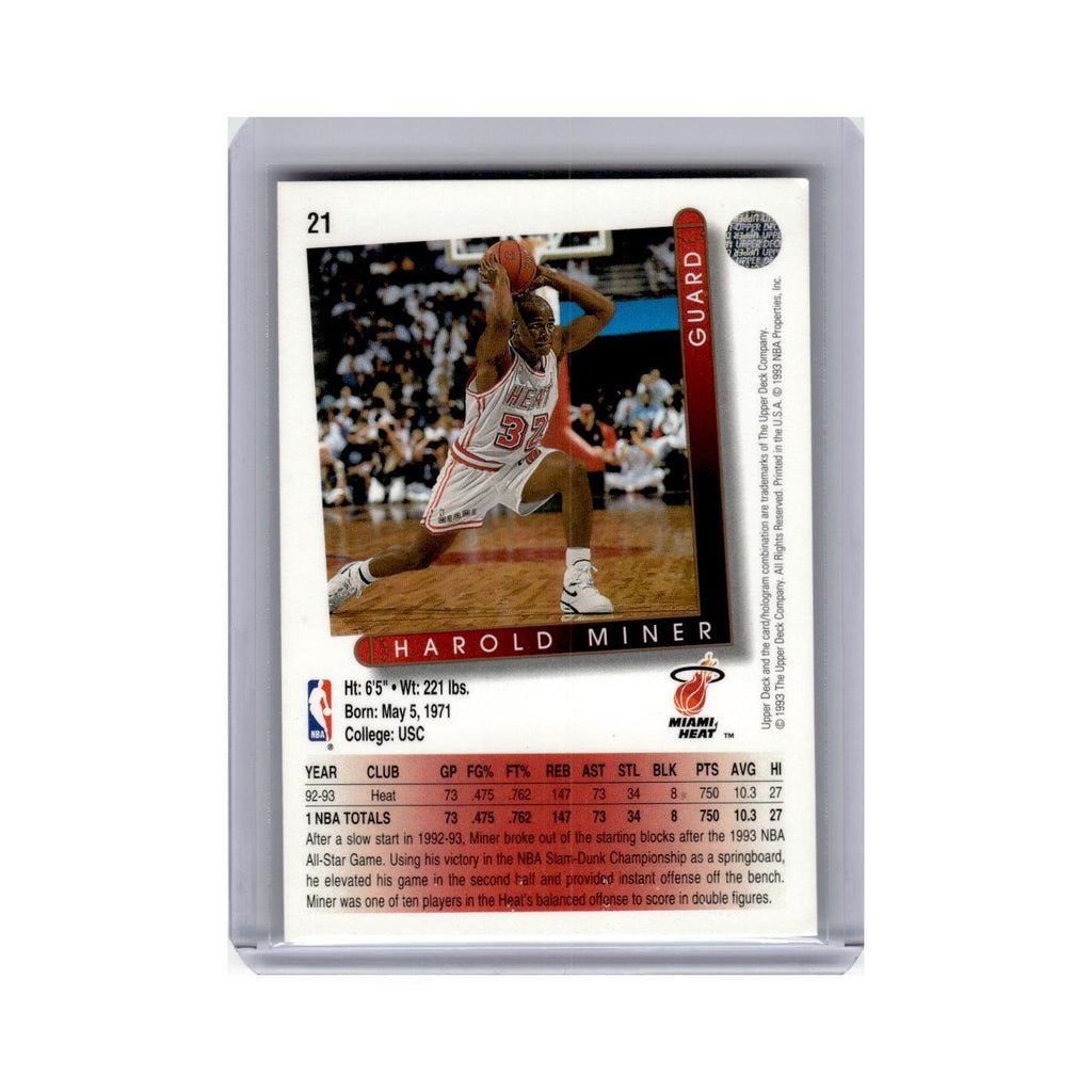 Harold Miner 1993 Upper Deck #21 Miami Heat Basketball Card NM