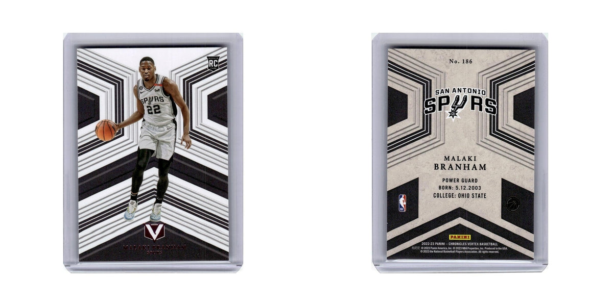 Malaki Branham Rookie 2022 Panini Chronicles Vertex #186 San Antonio Spurs NM