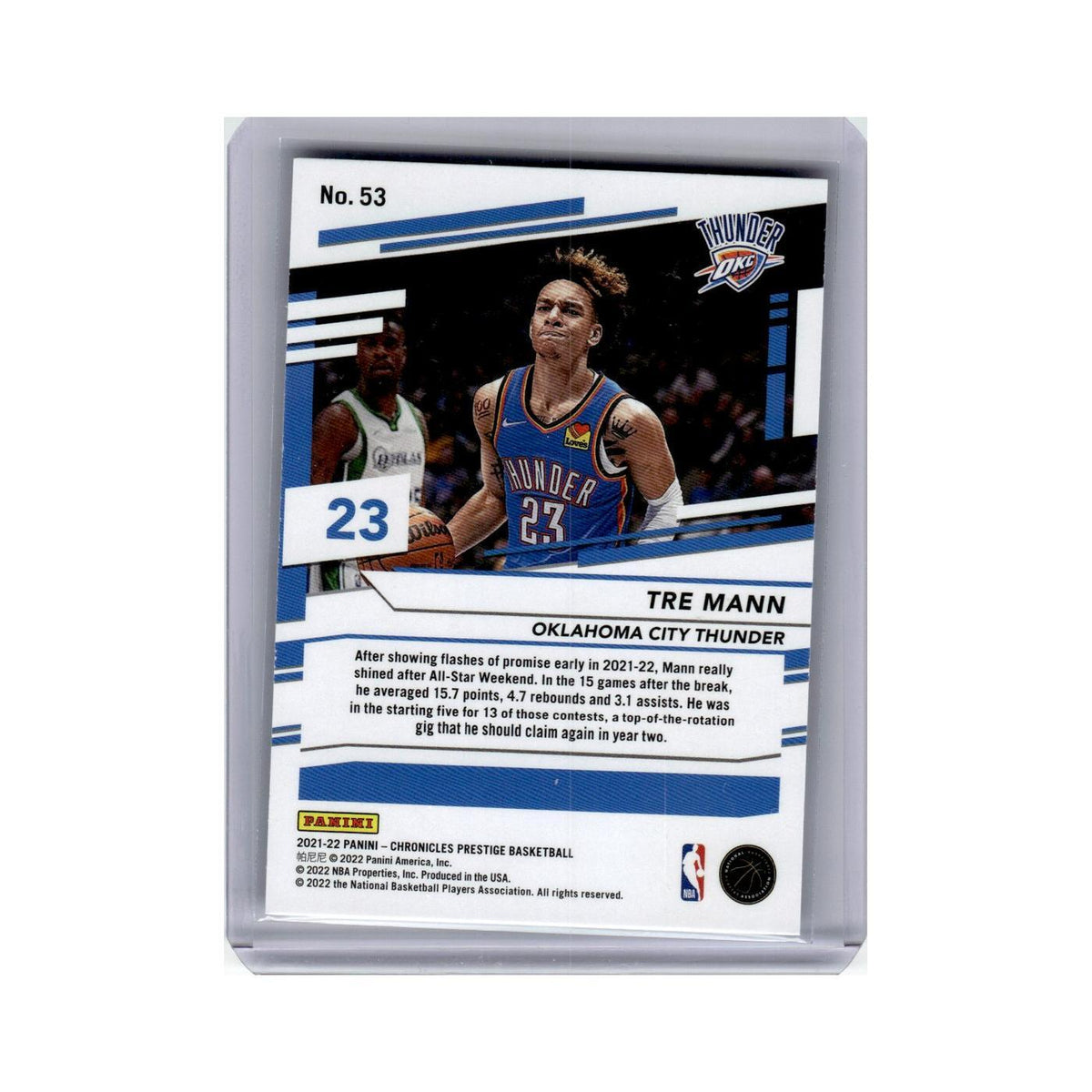 Tre Mann Rookie 2021 Panini Chronicles Prestige #53 Oklahoma City Thunder NM
