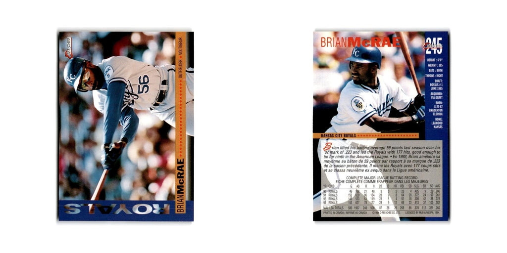 Brian McRae 1994 O-Pee-Chee #245 Kansas City Royals Baseball Card NM