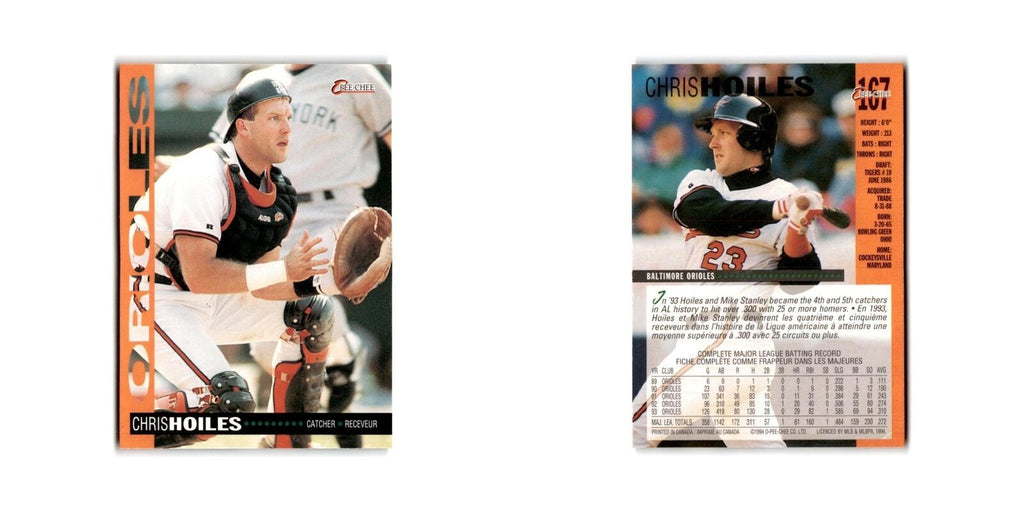 Chris Hoiles 1994 O-Pee-Chee #167 Baltimore Orioles Baseball Card NM
