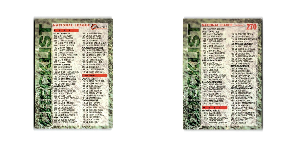 Checklist 1994 O-Pee-Chee All-Star Redemptions #270 Baseball Card NM