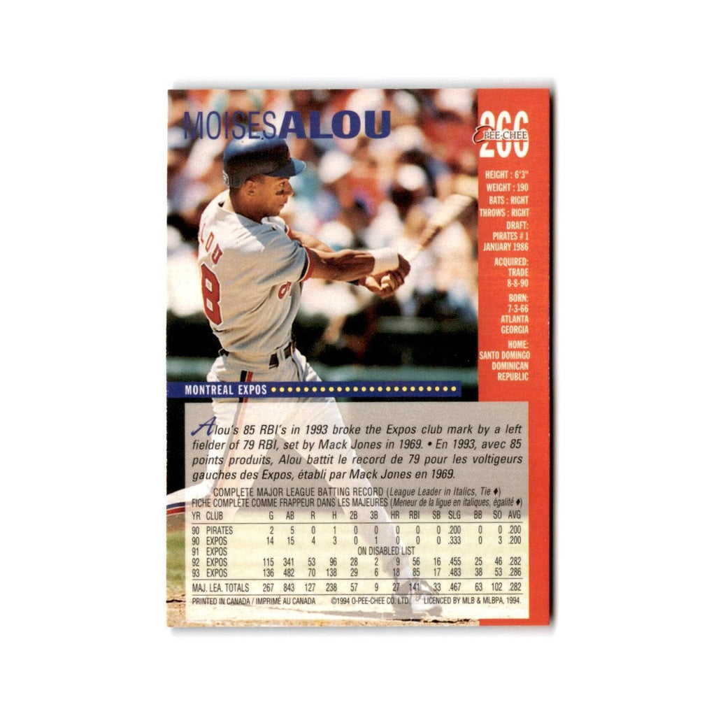 Moises Alou 1994 O-Pee-Chee #266 Montreal Expos Baseball Card NM