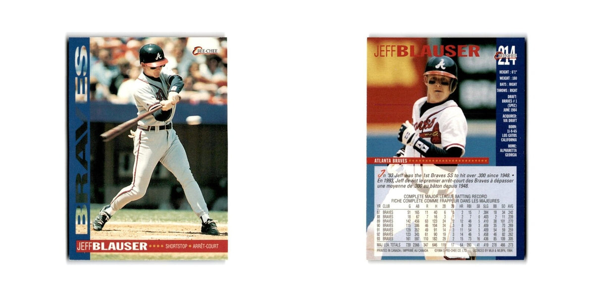 Jeff Blauser 1994 O-Pee-Chee #214 Atlanta Braves Baseball Card NM