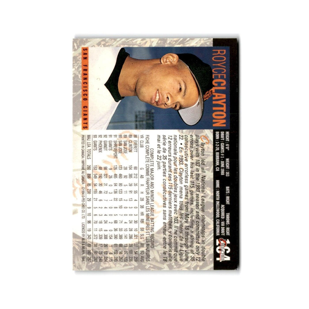 Royce Clayton 1994 O-Pee-Chee #164 San Francisco Giants Baseball Card NM