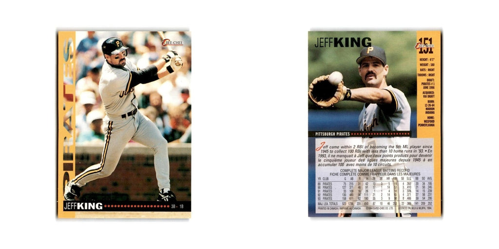 Jeff King 1994 O-Pee-Chee #151 Pittsburgh Pirates Baseball Card NM