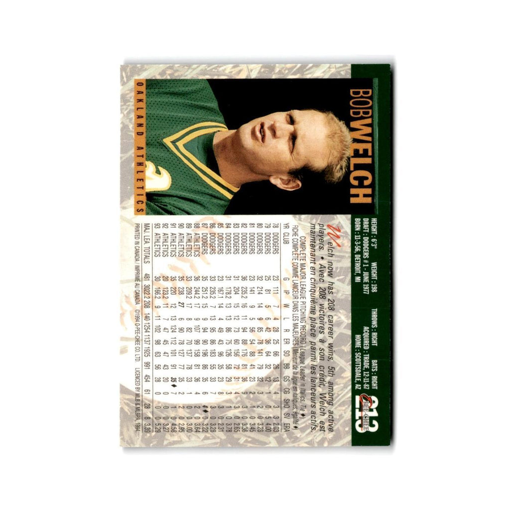 Bob Welch 1994 O-Pee-Chee #213 Oakland Athletics Baseball Card NM