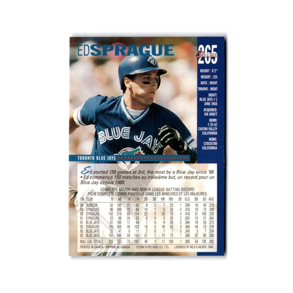 Ed Sprague 1994 O-Pee-Chee #265 Toronto Blue Jays Baseball Card NM