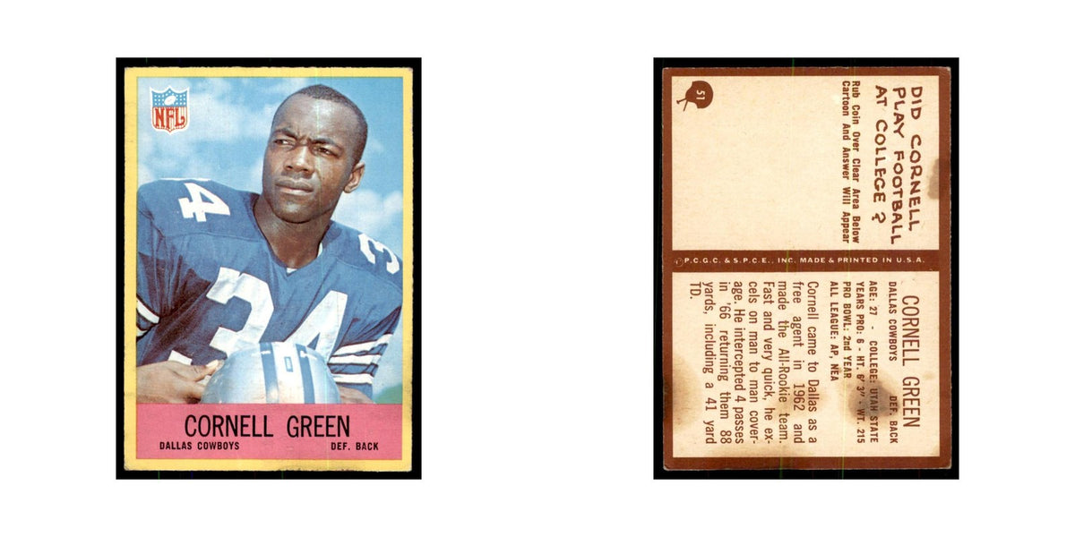 1967 Philadelphia Cornell Green Football Cards #51