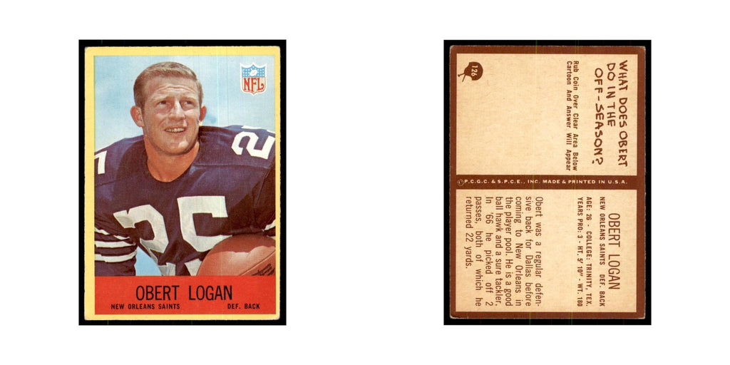 1967 Philadelphia Obert Logan Football Cards #126