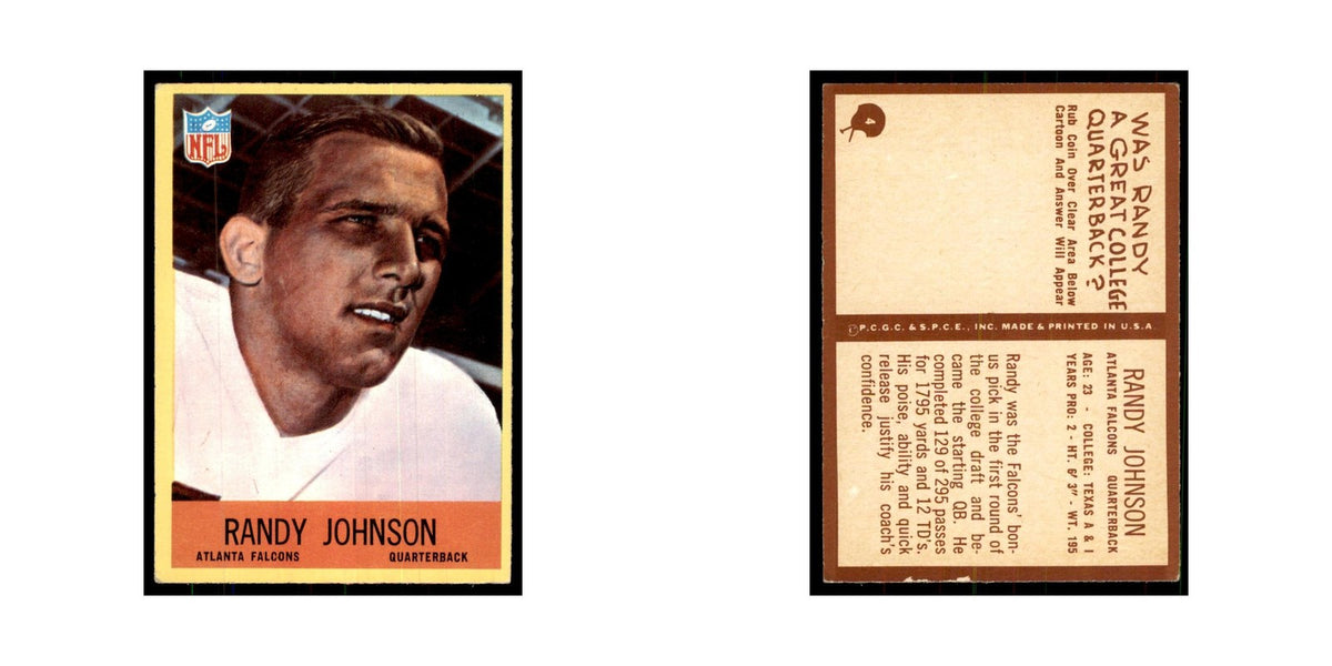 1967 Philadelphia Randy Johnson Football Cards #4