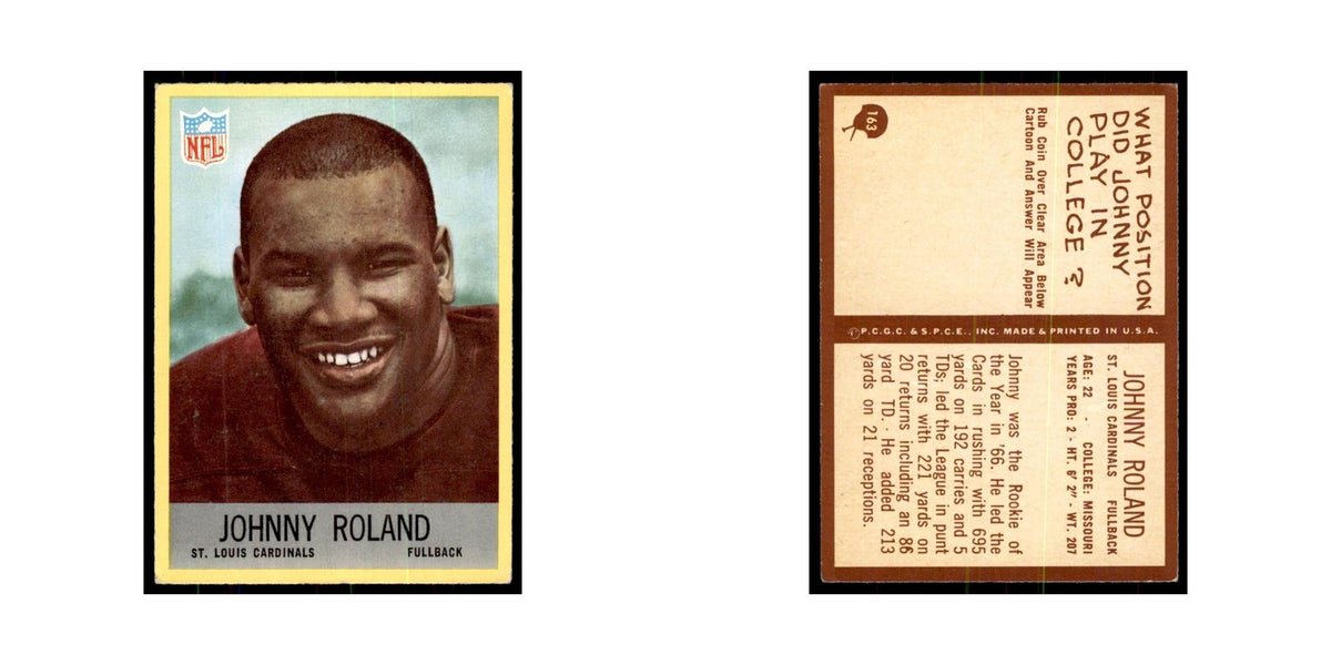 1967 Philadelphia Johnny Roland Football Cards #163