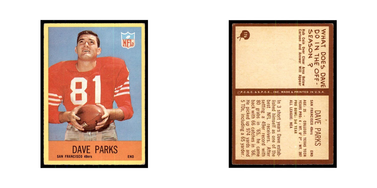 1967 Philadelphia Dave Parks Football Cards #176