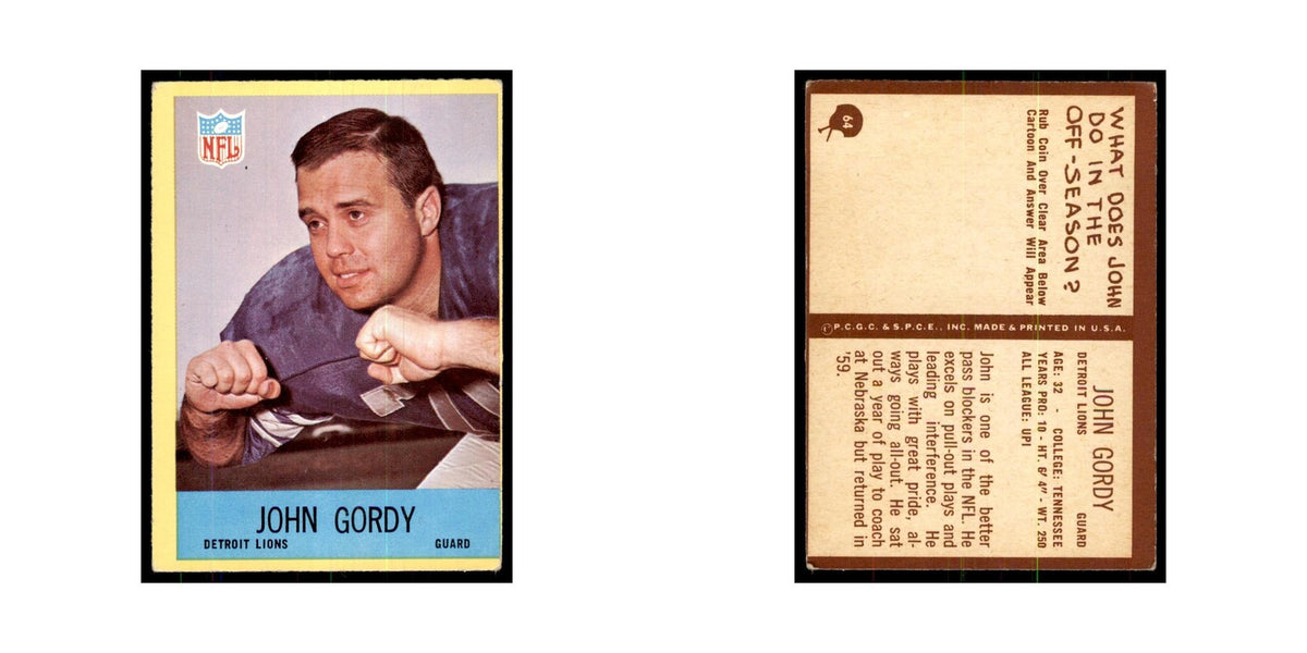 1967 Philadelphia John Gordy Football Cards #64