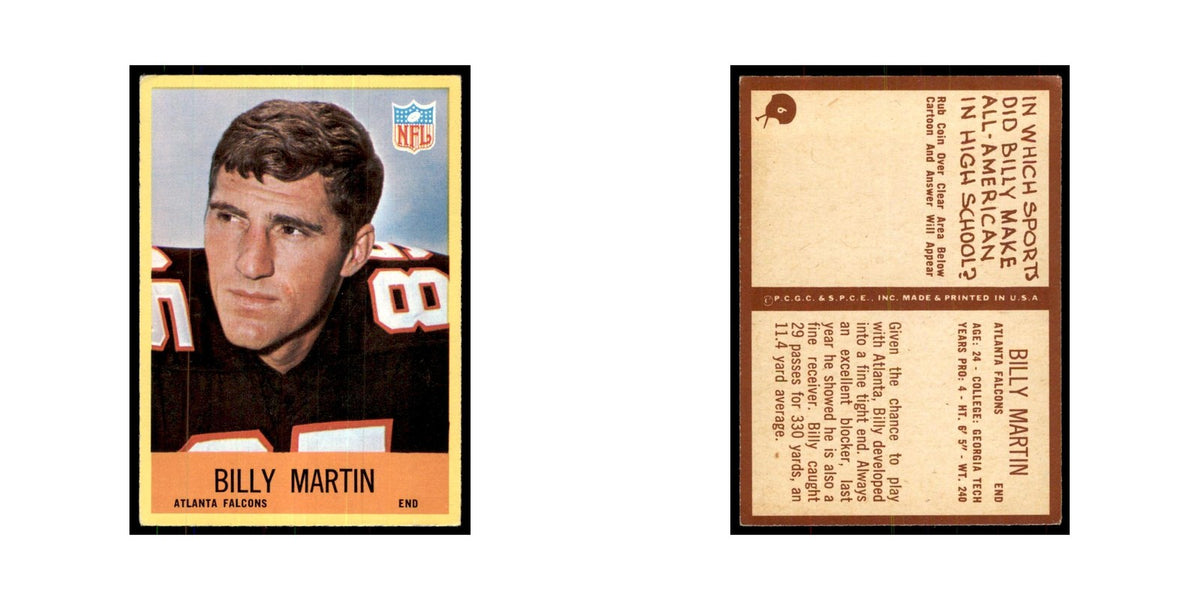1967 Philadelphia Billy Martin Football Cards #6