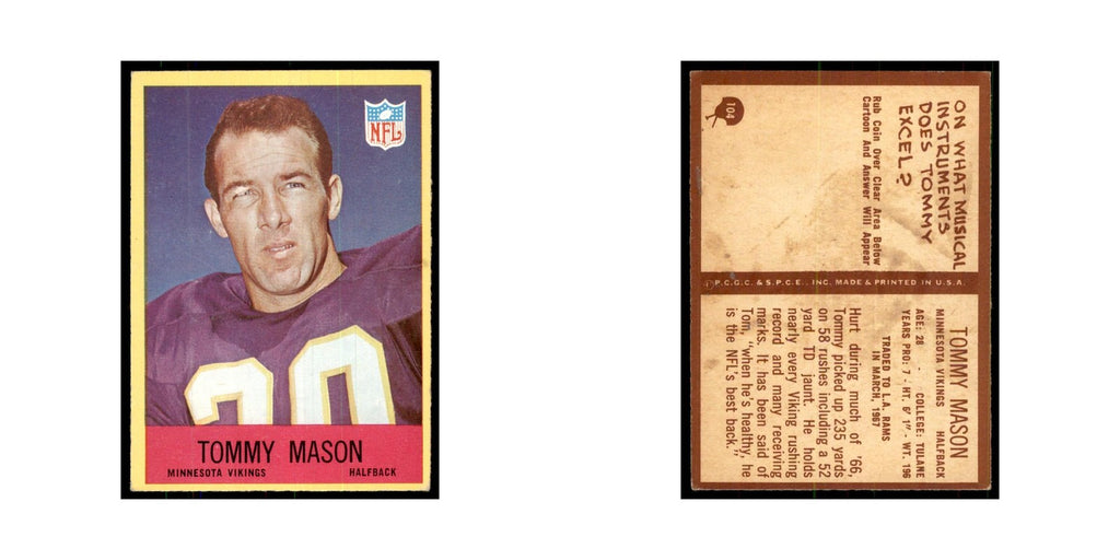 1967 Philadelphia Tommy Mason Football Cards #104