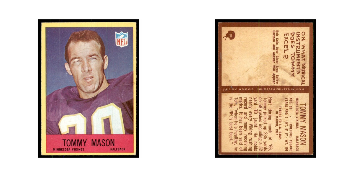 1967 Philadelphia Tommy Mason Football Cards #104