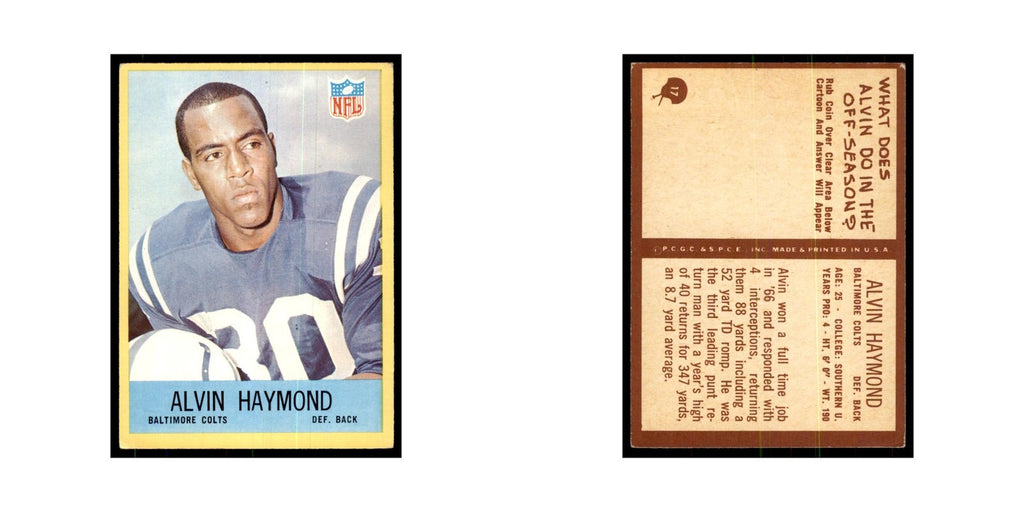 1967 Philadelphia Alvin Haymond Football Cards #17