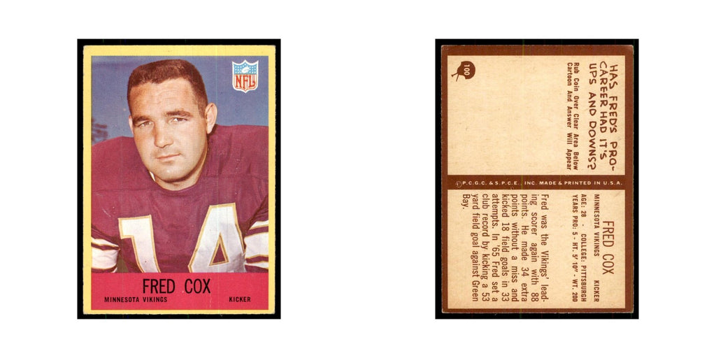 1967 Philadelphia Fred Cox Football Cards #100