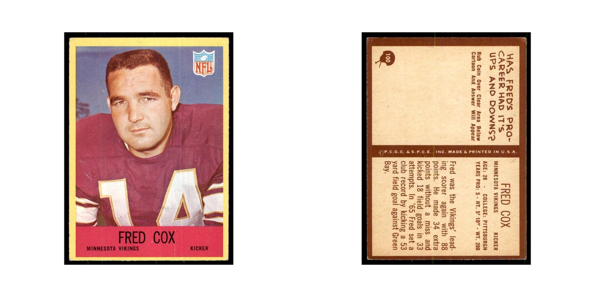 1967 Philadelphia Fred Cox Football Cards #100