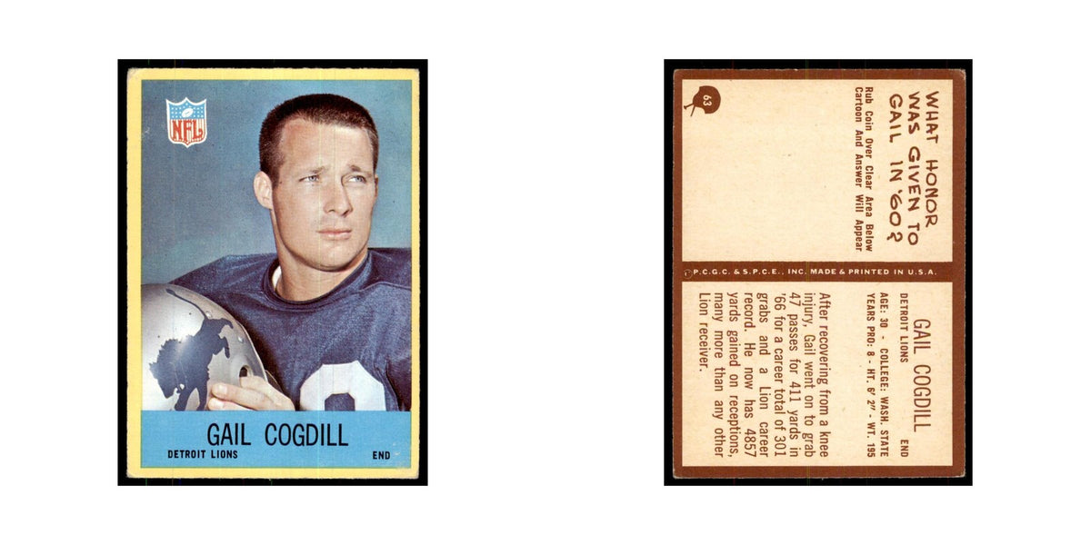 1967 Philadelphia Gail Cogdill Football Cards #63
