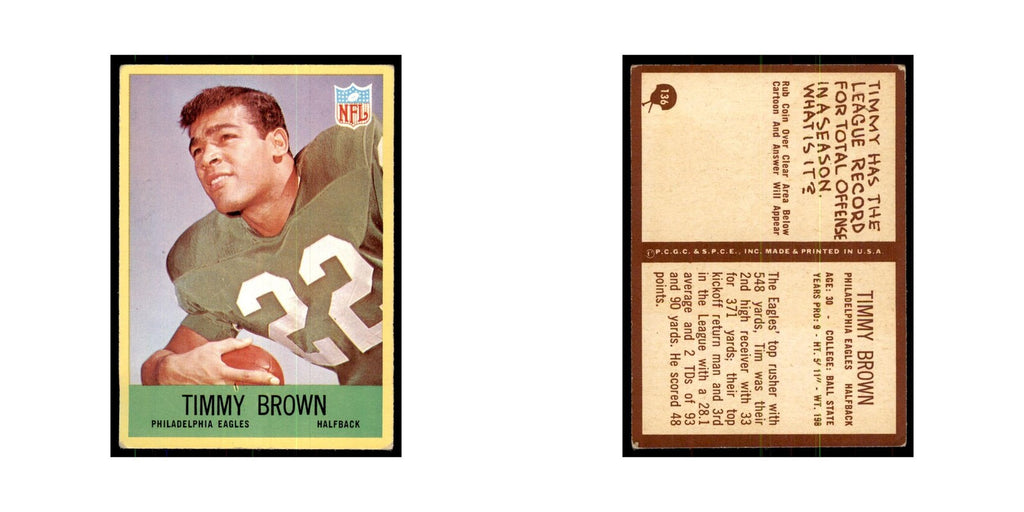 1967 Philadelphia Timmy Brown Football Cards #136