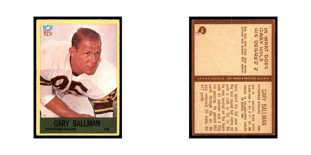 1967 Philadelphia Gary Ballman Football Cards #148