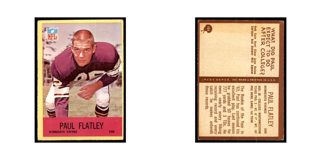 1967 Philadelphia Paul Flatley Football Cards #101