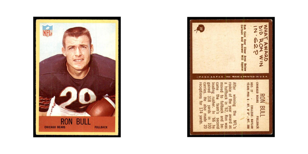 1967 Philadelphia Ron Bull Football Cards #27