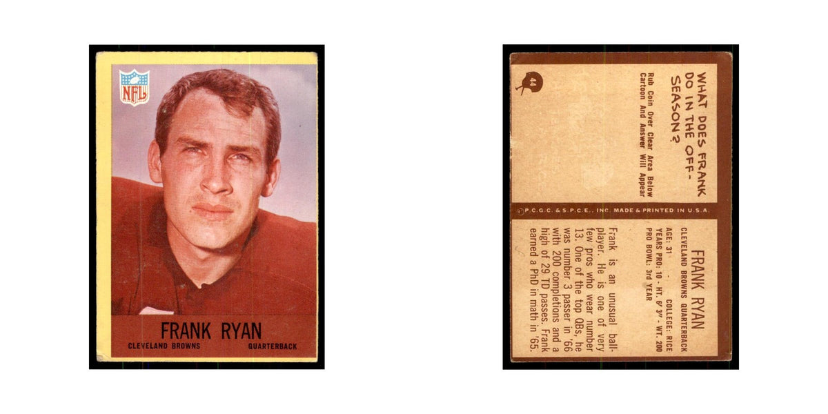 1967 Philadelphia Frank Ryan Football Cards #44